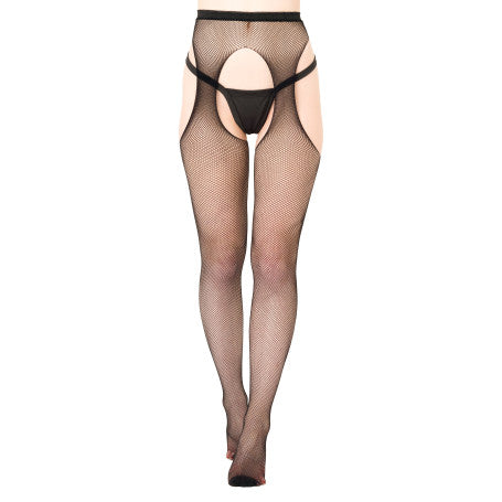 Open Crotch Fishnet Suspender Tights