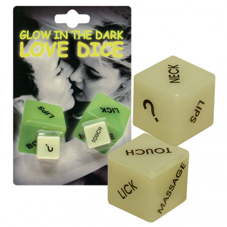 LOVE DICE SAYS "GLOW-IN-THE-DARK"