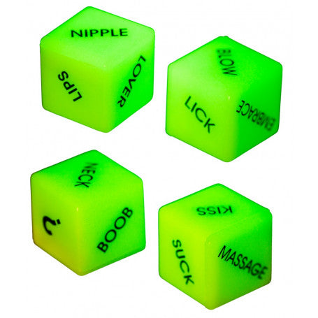 LOVE DICE SAYS "GLOW-IN-THE-DARK"
