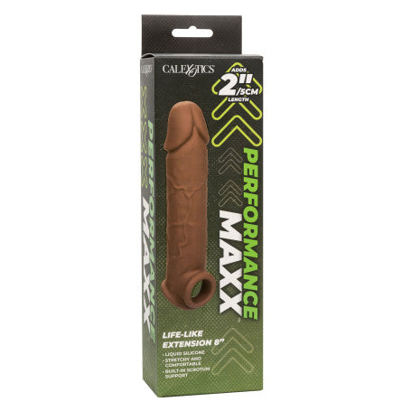 Realistic Life-Like Penis Extension Sheath 8 Inch Brown