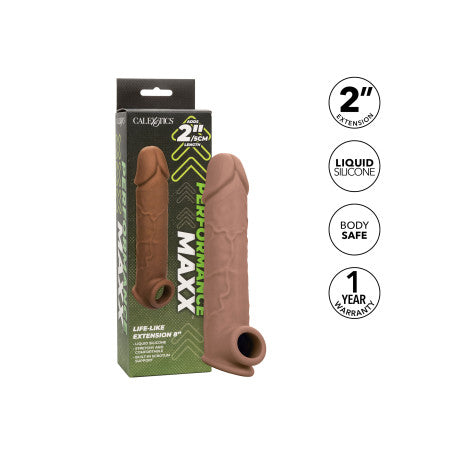Realistic Life-Like Penis Extension Sheath 8 Inch Brown
