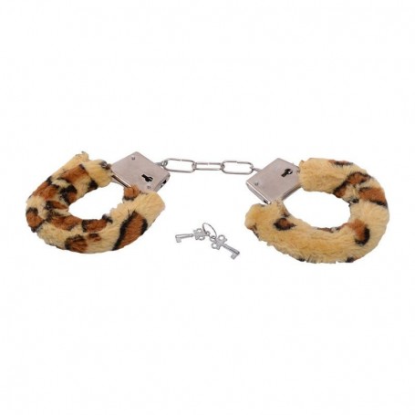 Faux fur handcuffs bondage cuffs fetish constrictive leopard print