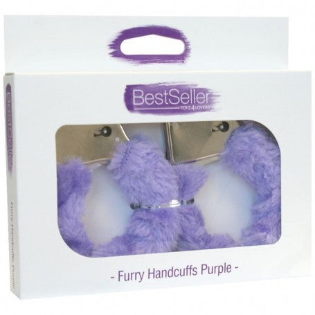 Faux fur handcuffs bondage cuffs fetish restraint purple