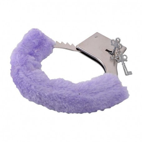 Faux fur handcuffs bondage cuffs fetish restraint purple