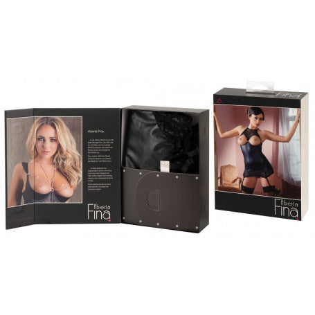 SEXY MINI LEATHER DRESS WITH STAY-UPS