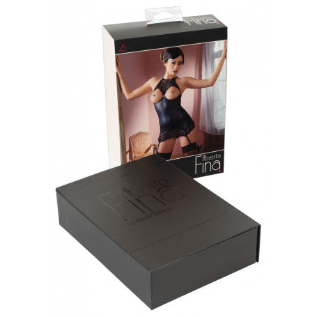 SEXY MINI LEATHER DRESS WITH STAY-UPS