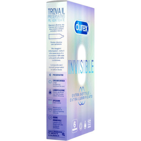 Durex Invisible Extra Lube Condoms, 6 Pack