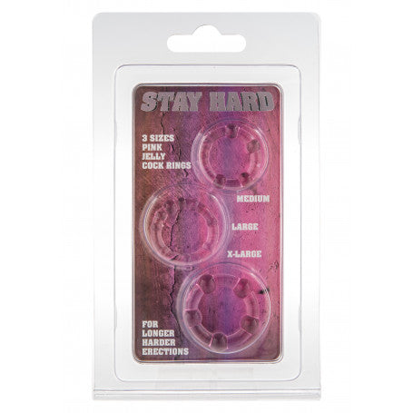 Stay Hard Pink Cock Rings - Three Rings