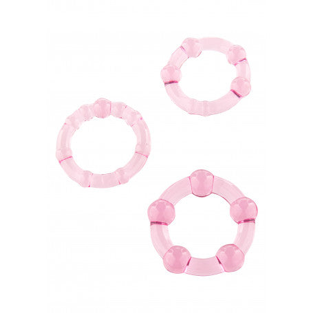 Stay Hard Pink Cock Rings - Three Rings